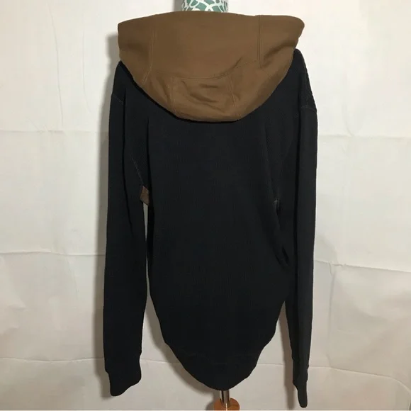 Carbon 2 Cobalt Brand Mens Black and Brown Hooded Sweater Size XL - Picture 2 of 5